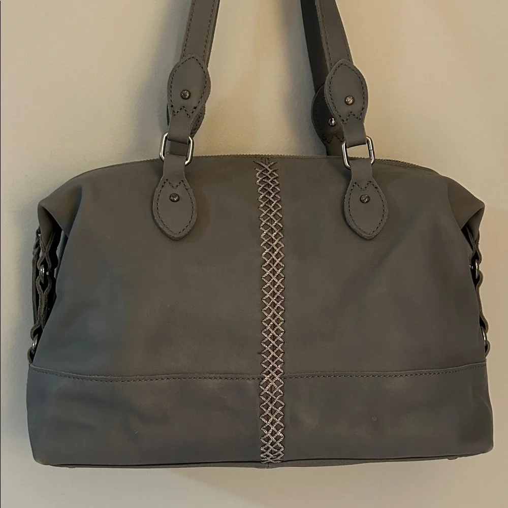 The Sak Laurel Canyon Grey Leather Satchel Tote